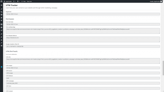 Screenshot of WordPress User Profile Page
