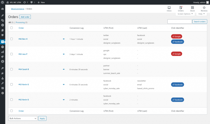 WooCommerce Orders Table