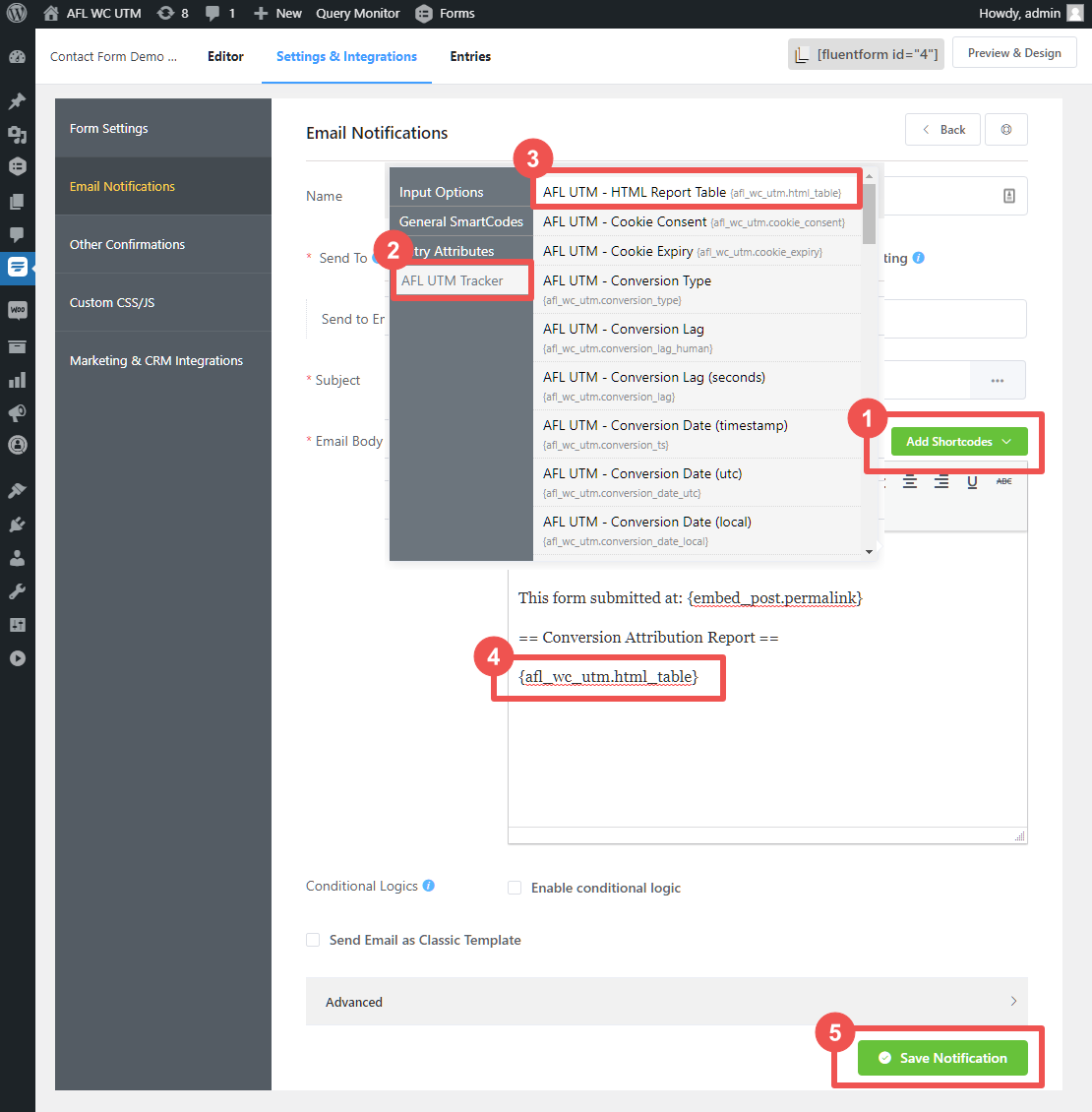 Fluent Forms Admin Notifications