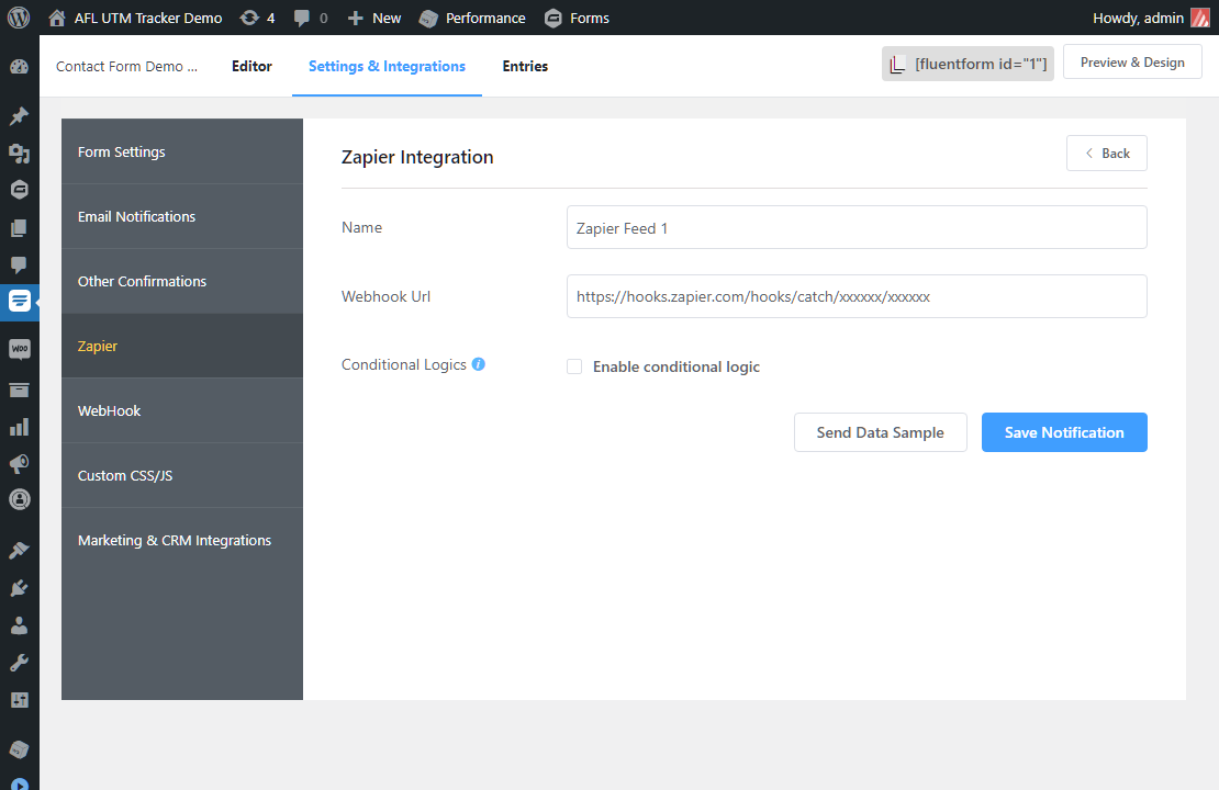 Fluent Forms Zapier Screenshot