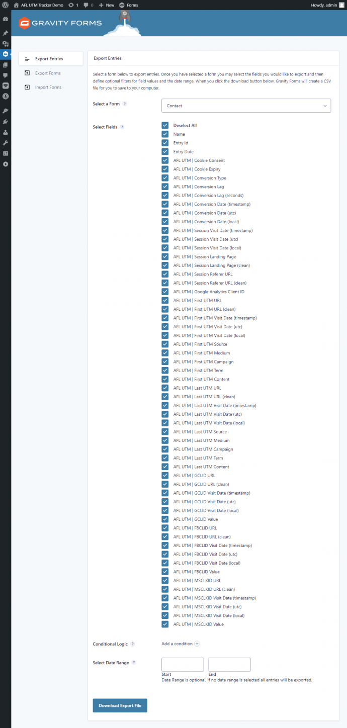 Exporting UTM conversion attribution in Gravity Forms - Appfromlab