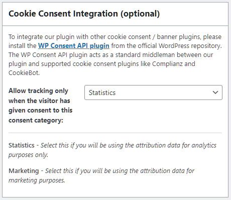 WP Cookie Consent Integration Screenshot