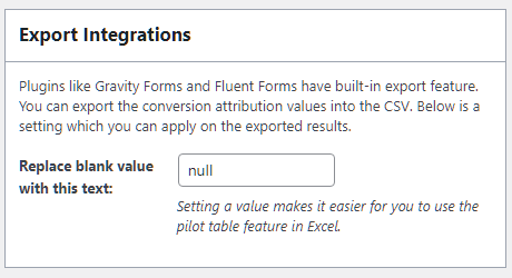 Export Integration Screenshot