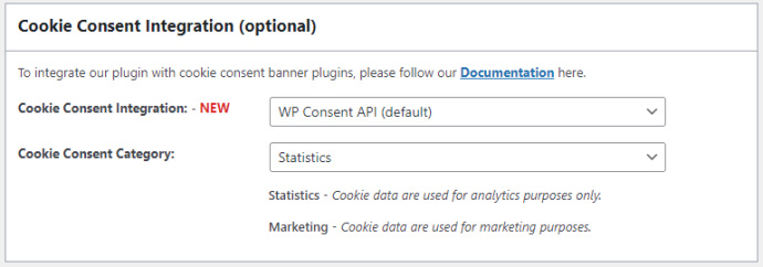 Cookie Consent Integration Settings