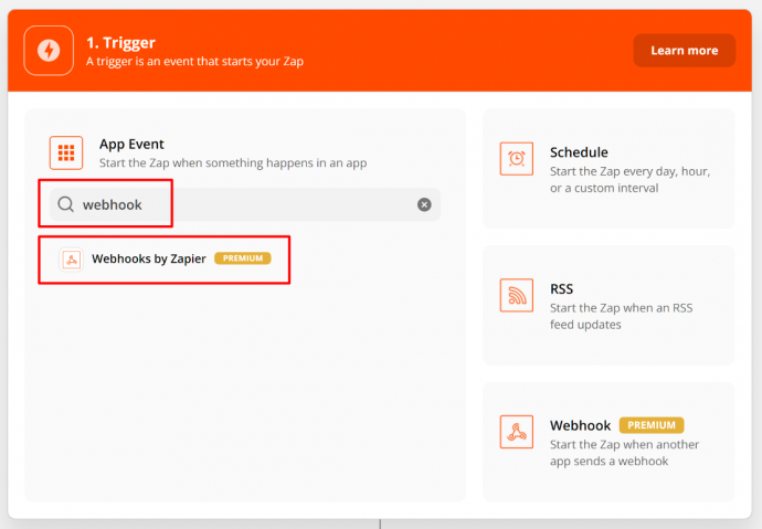 Zapier Webhook Trigger Screenshot