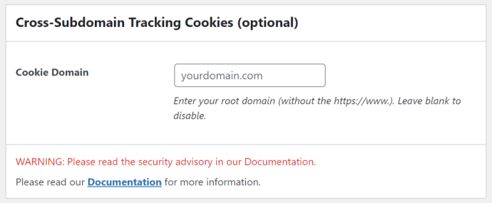 Settings > Cross-subdomain Tracking Cookies