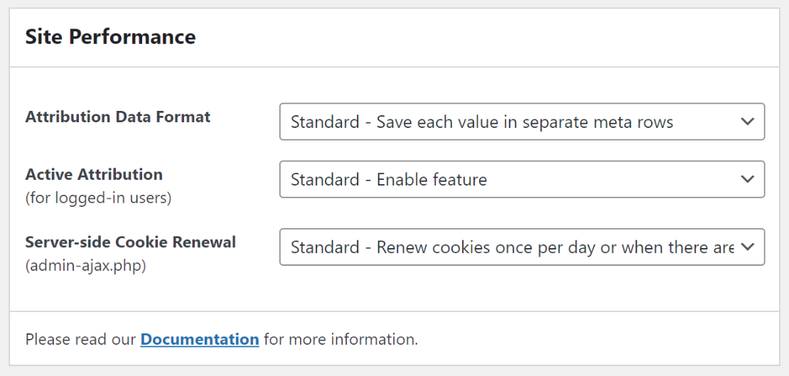 Settings > Site Performance