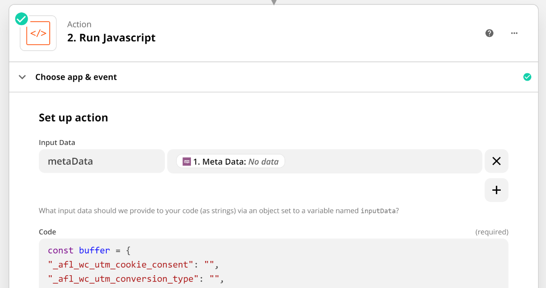 Zapier WooCommerce Javascript Code for Standard Attribution Data Format