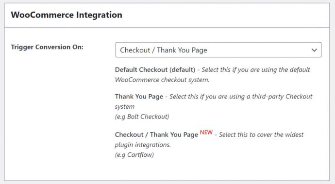 Screenshot of the WooCommerce Integration Settings