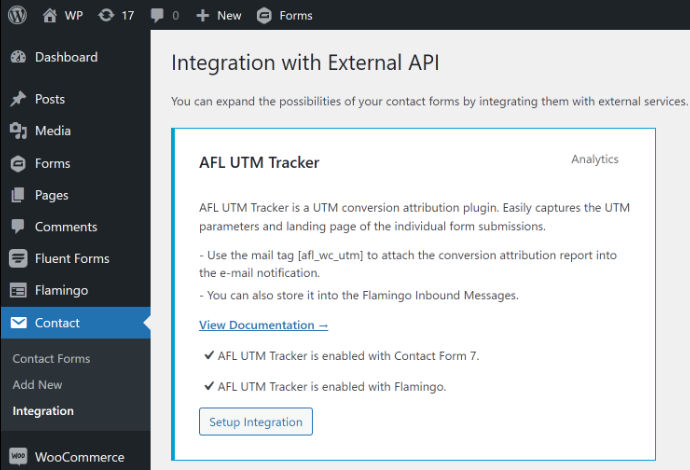 Contact Form 7 > Integrations Screenshot