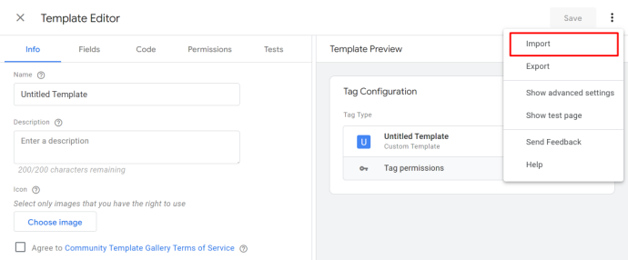 GTM Template > Import