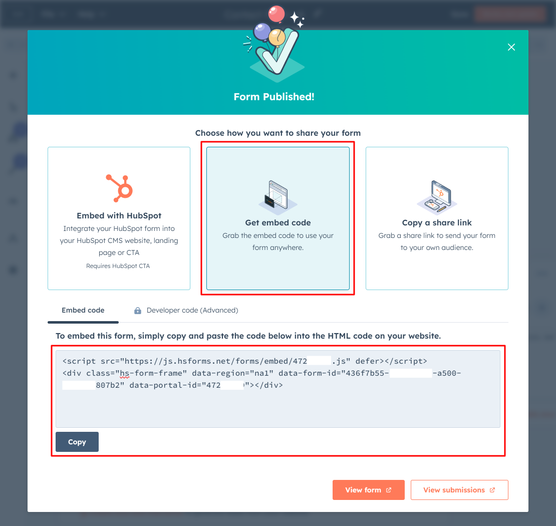 HubSpot Form v4 Embed Code