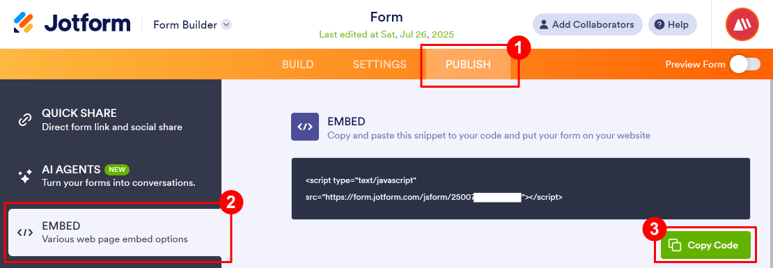 Jotform Embed Code
