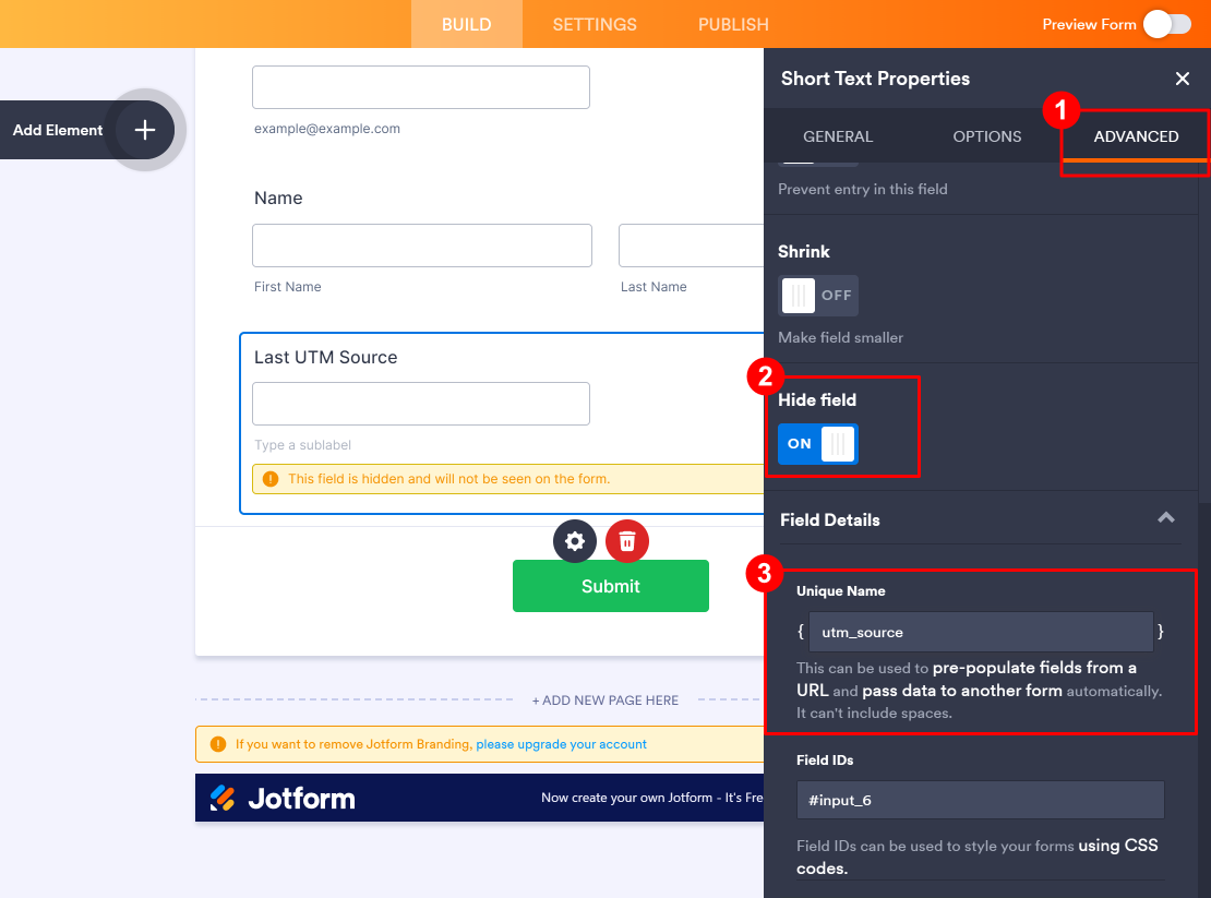 Jotform Hidden Field