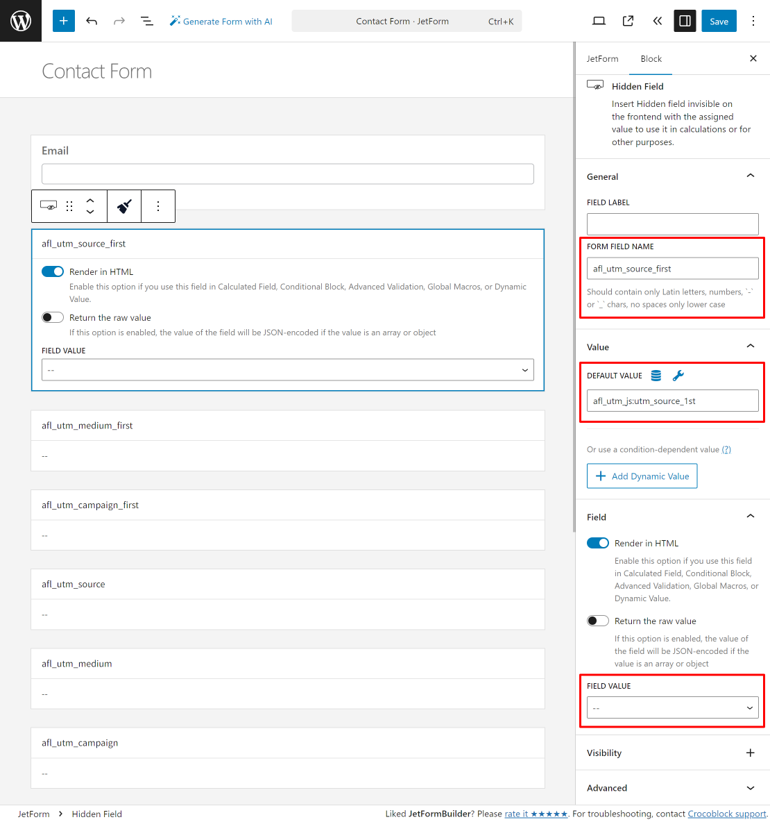 Jetformbuilder Hidden Field