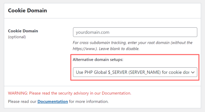 Alternative Cookie Domain